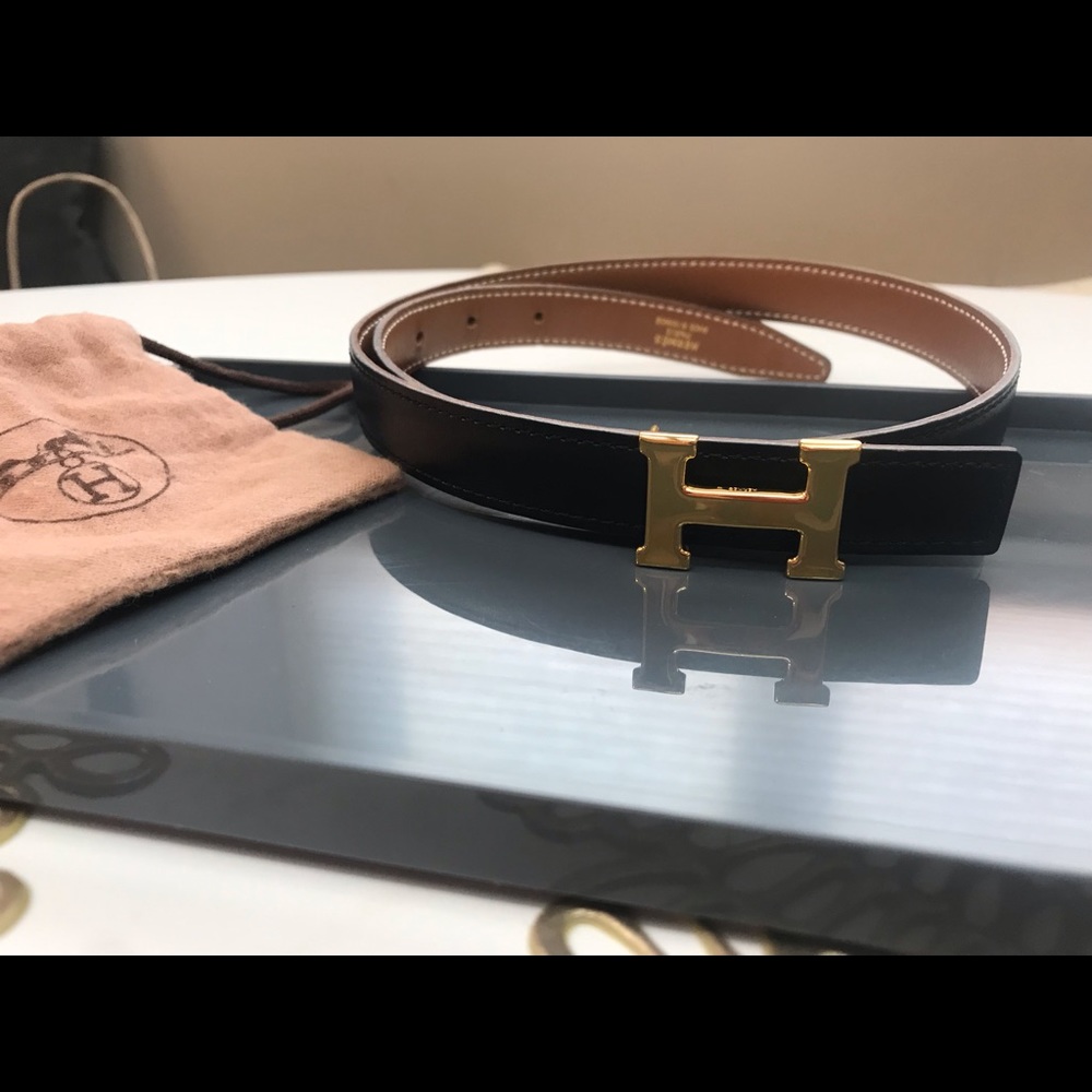 Hermès mini belt reversible black brown 65
